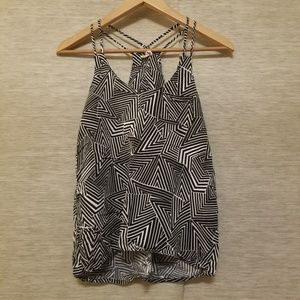 Black and White Striped Strappy Racerback Tank